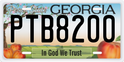GA license plate PTB8200