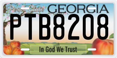 GA license plate PTB8208