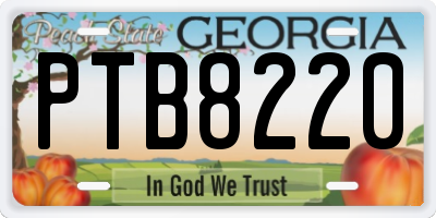 GA license plate PTB8220