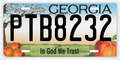 GA license plate PTB8232