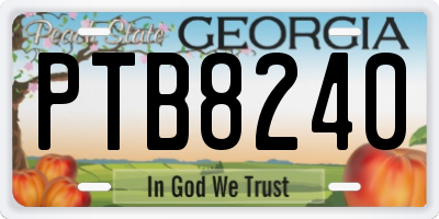 GA license plate PTB8240