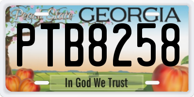 GA license plate PTB8258