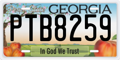 GA license plate PTB8259