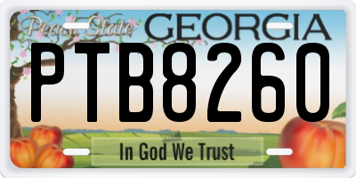 GA license plate PTB8260