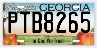 GA license plate PTB8265