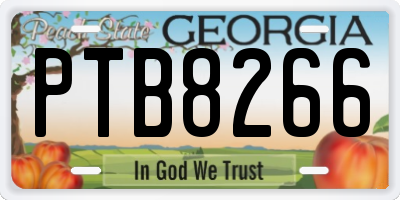 GA license plate PTB8266