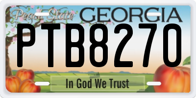 GA license plate PTB8270