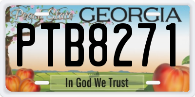 GA license plate PTB8271