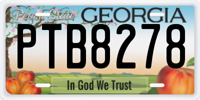GA license plate PTB8278