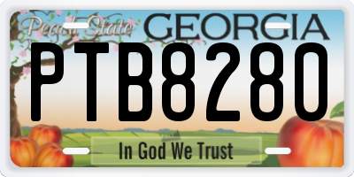 GA license plate PTB8280