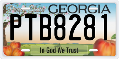 GA license plate PTB8281