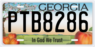 GA license plate PTB8286