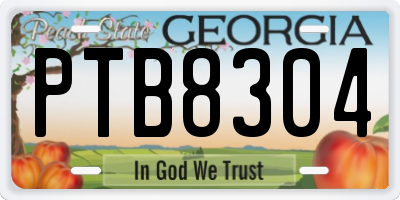 GA license plate PTB8304
