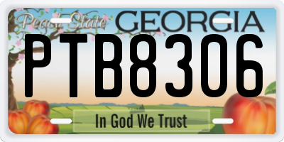 GA license plate PTB8306