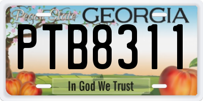 GA license plate PTB8311