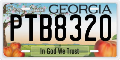 GA license plate PTB8320