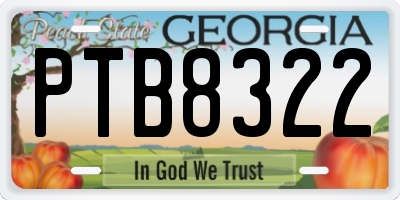 GA license plate PTB8322