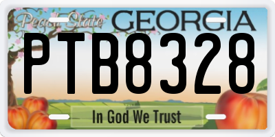 GA license plate PTB8328