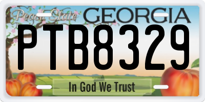 GA license plate PTB8329