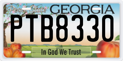 GA license plate PTB8330