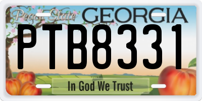 GA license plate PTB8331