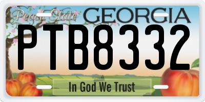 GA license plate PTB8332