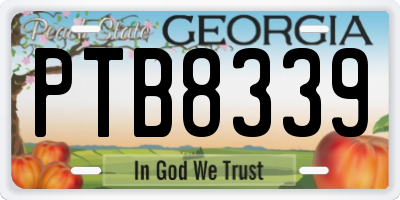 GA license plate PTB8339