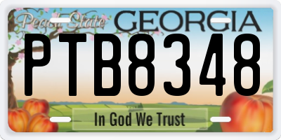 GA license plate PTB8348
