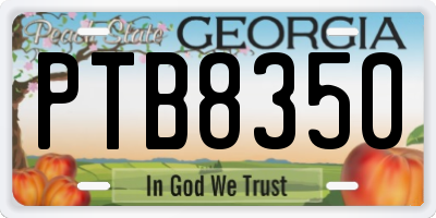 GA license plate PTB8350