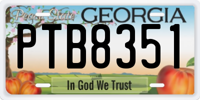 GA license plate PTB8351