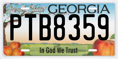 GA license plate PTB8359