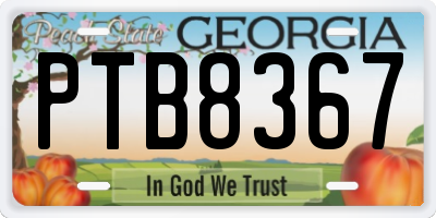 GA license plate PTB8367