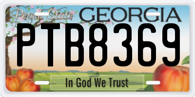 GA license plate PTB8369