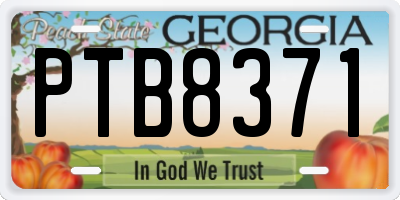 GA license plate PTB8371