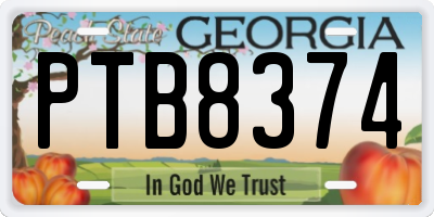 GA license plate PTB8374