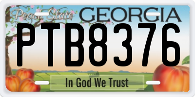 GA license plate PTB8376