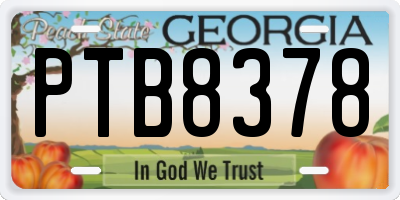 GA license plate PTB8378