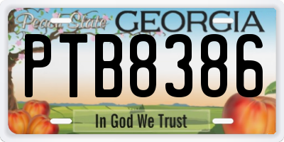 GA license plate PTB8386