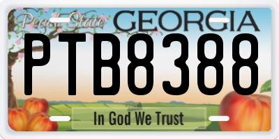 GA license plate PTB8388