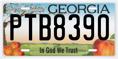 GA license plate PTB8390