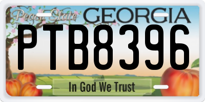 GA license plate PTB8396