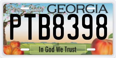 GA license plate PTB8398