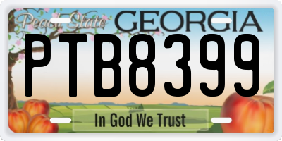 GA license plate PTB8399