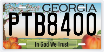 GA license plate PTB8400