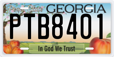 GA license plate PTB8401