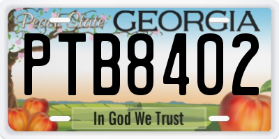 GA license plate PTB8402