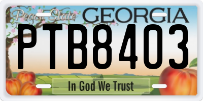 GA license plate PTB8403