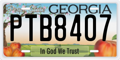 GA license plate PTB8407
