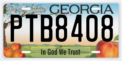 GA license plate PTB8408