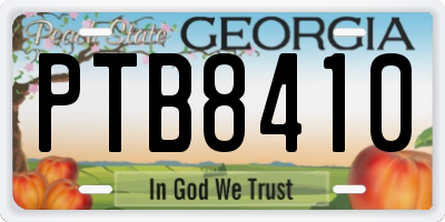 GA license plate PTB8410